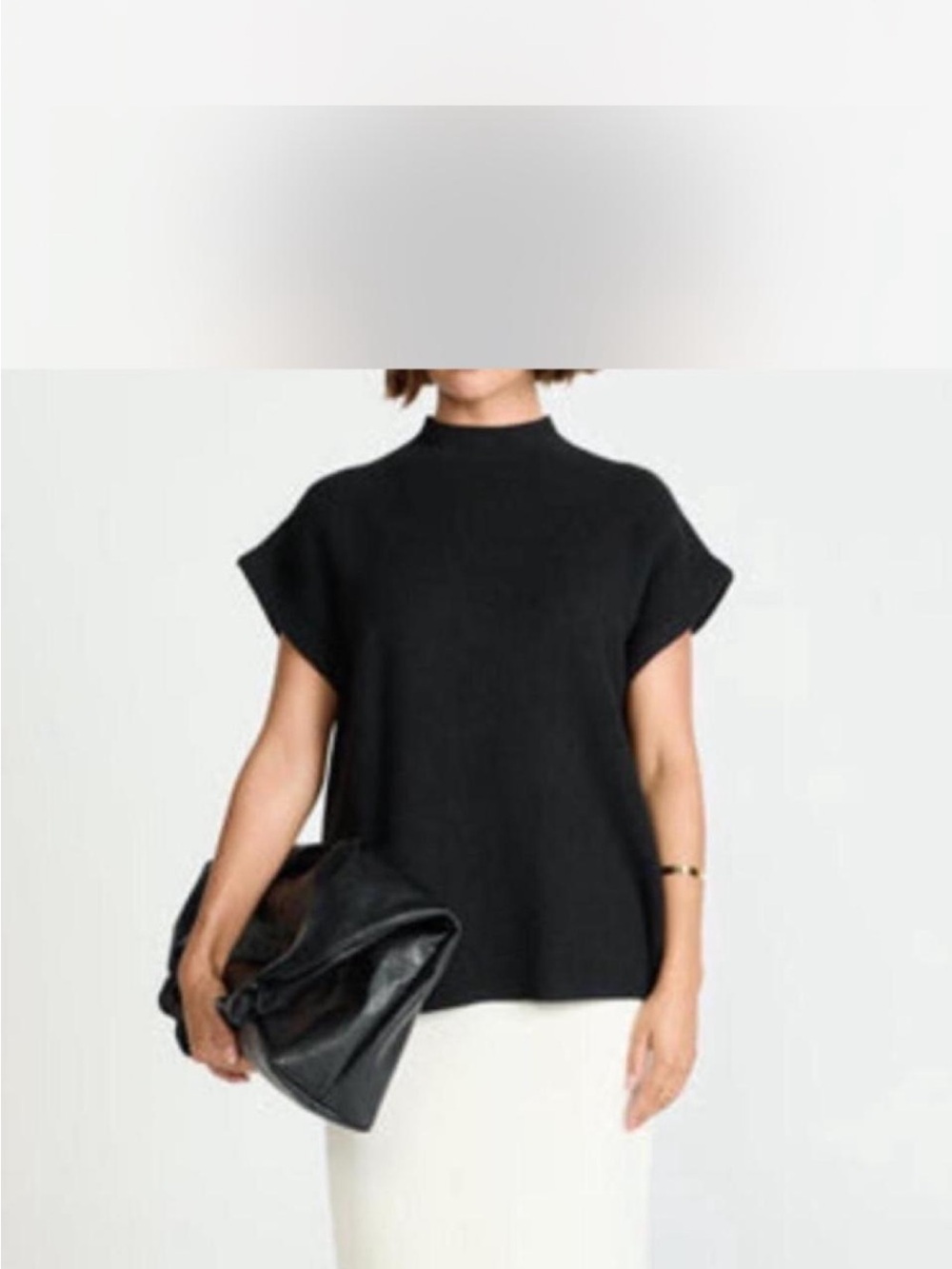 Charcoal Clothing Black Mock Neck Cap Sleeve Top
